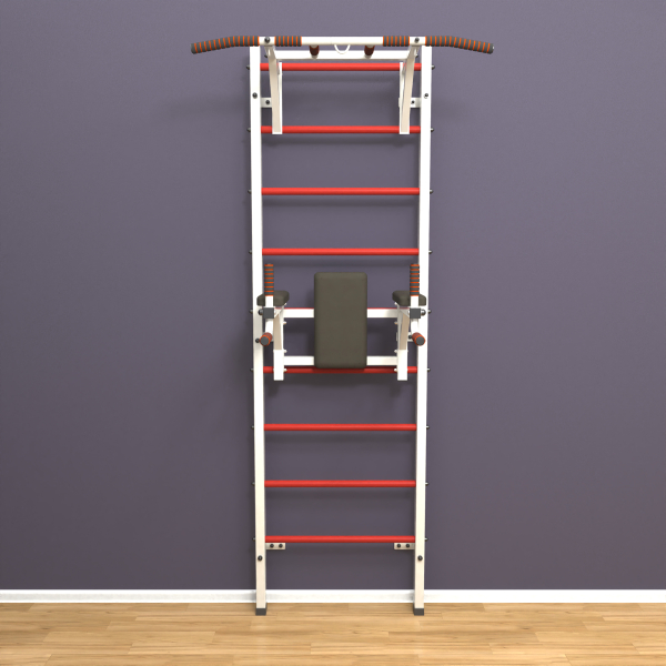 Шведская стенка «LittleSport» White Pull-Up 2.0 красные ступени