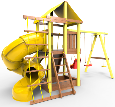 картинка Детская игровая площадка Пикник  "Элит" с винтовой трубой (желтый) от магазина Лазалка