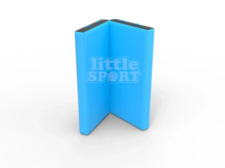 картинка Мат кожзам LittleSport (100х100х10см) складной в 2 сложения черный\голубой от магазина Лазалка