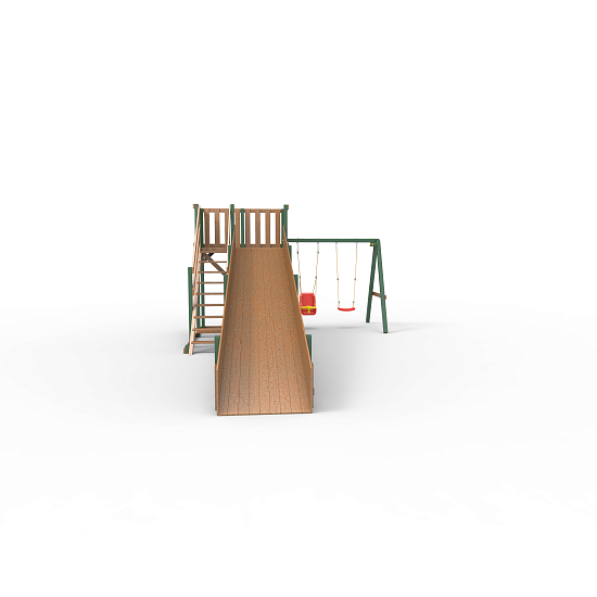 картинка Детская площадка - деревянная горка Пикник "Зима №3" Форест с качельной балкой от магазина Лазалка