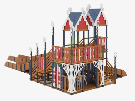 картинка Зимняя деревянная горка "IgraGrad Snow Fox 19" с тремя скатами от магазина Лазалка