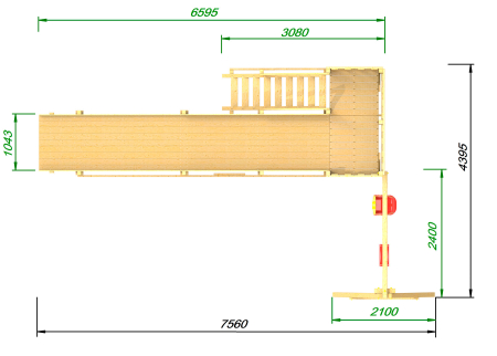 Детская площадка - деревянная горка Пикник "Зима №3" с качельной балкой