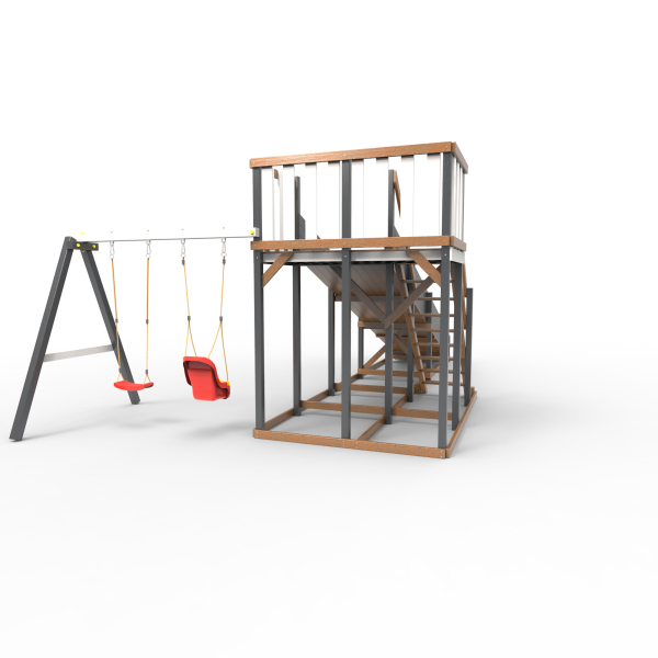 Детская площадка - деревянная горка Пикник "Зима №3" Ультра с качельной балкой