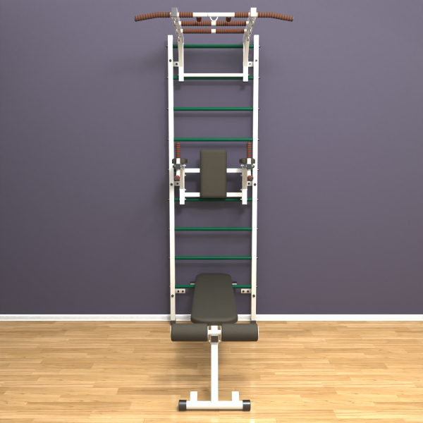 Шведская стенка «LittleSport» White Long 3.0 зеленые ступени