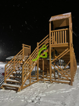 Зимняя деревянная горка "IgraGrad Snow Fox 12 м" с двумя скатами