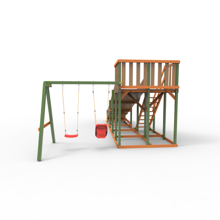 Детская площадка - деревянная горка Пикник "Зима №3" Вега с качельной балкой