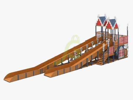 картинка Зимняя деревянная горка "IgraGrad Snow Fox 19" с тремя скатами от магазина Лазалка