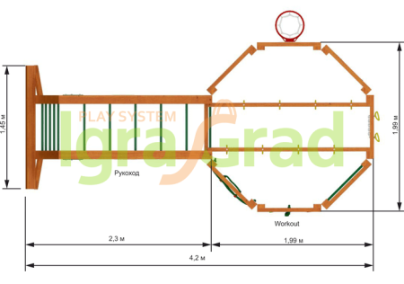 Детский спортивный комплекс "WorkOut с рукоходом"