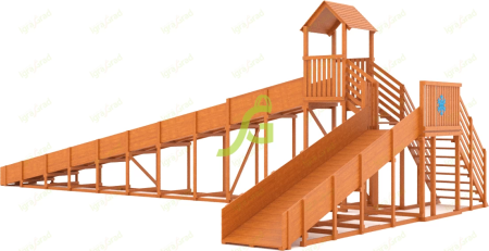 Зимняя деревянная горка "IgraGrad Snow Fox 12 м" с двумя скатами мод.2