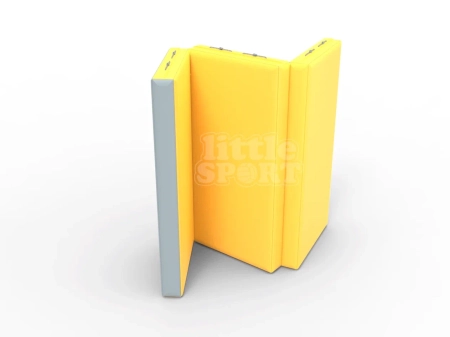 картинка Мат кожзам LittleSport (100х150х10см) складной в 3 сложения серый\желтый от магазина Лазалка