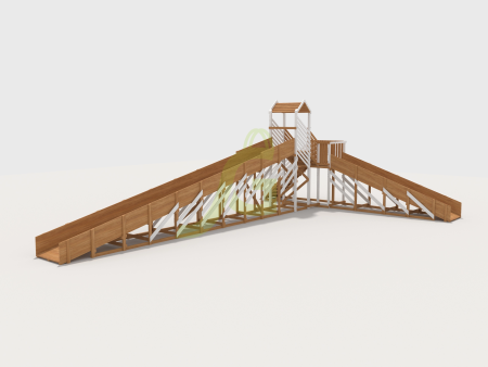 Зимняя деревянная горка "IgraGrad Snow Fox 12 м" с двумя скатами мод.724