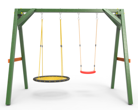 Деревянные качели Пикник 2 "Вега" (качели гнездо 1м + качели шар)